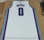 NBA 0 Monk Sacramento Kings Maillot blanc avec patched imprimé